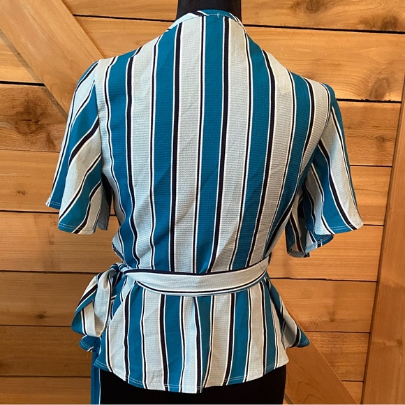 Charlotte Russe Striped Wrap Blouse - Picture 3 of 6